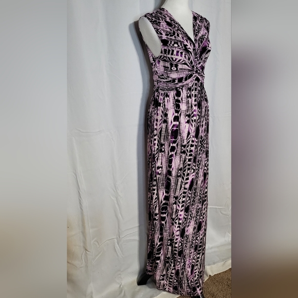 Ellen Tracy Women's Purple Cap Sleeve Sheath Maxi Dress Size Medium- EUC - Picture 5 of 10